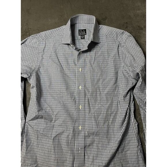 Jos A Bank Shirt 15.5 33 Men’s Purple Green Check French Cuff Tailored Fit - Picture 1 of 7